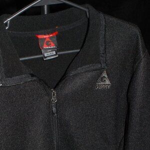 Gerry Mens XL Fleece Golf Jacket Coat Waffle Ribbed Knit Lined Black Full Zip